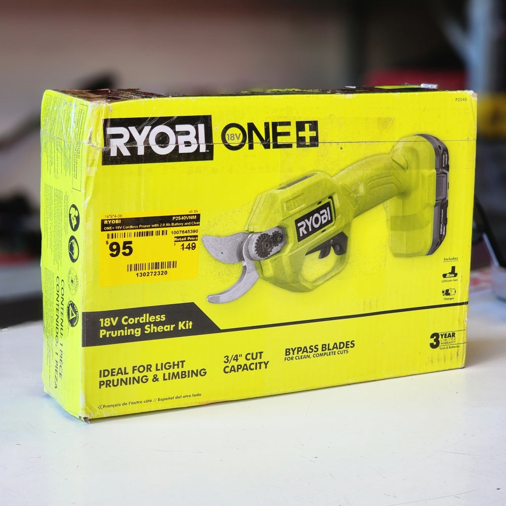 One + 18V Cordless Pruner With 2.0 Ah Battery and Charger
