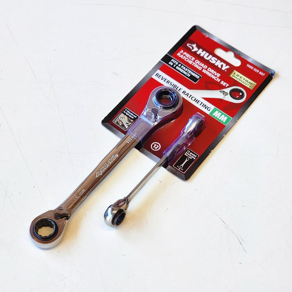 Metric Quad Drive Ratcheting Wrench Set (2-Piece)
