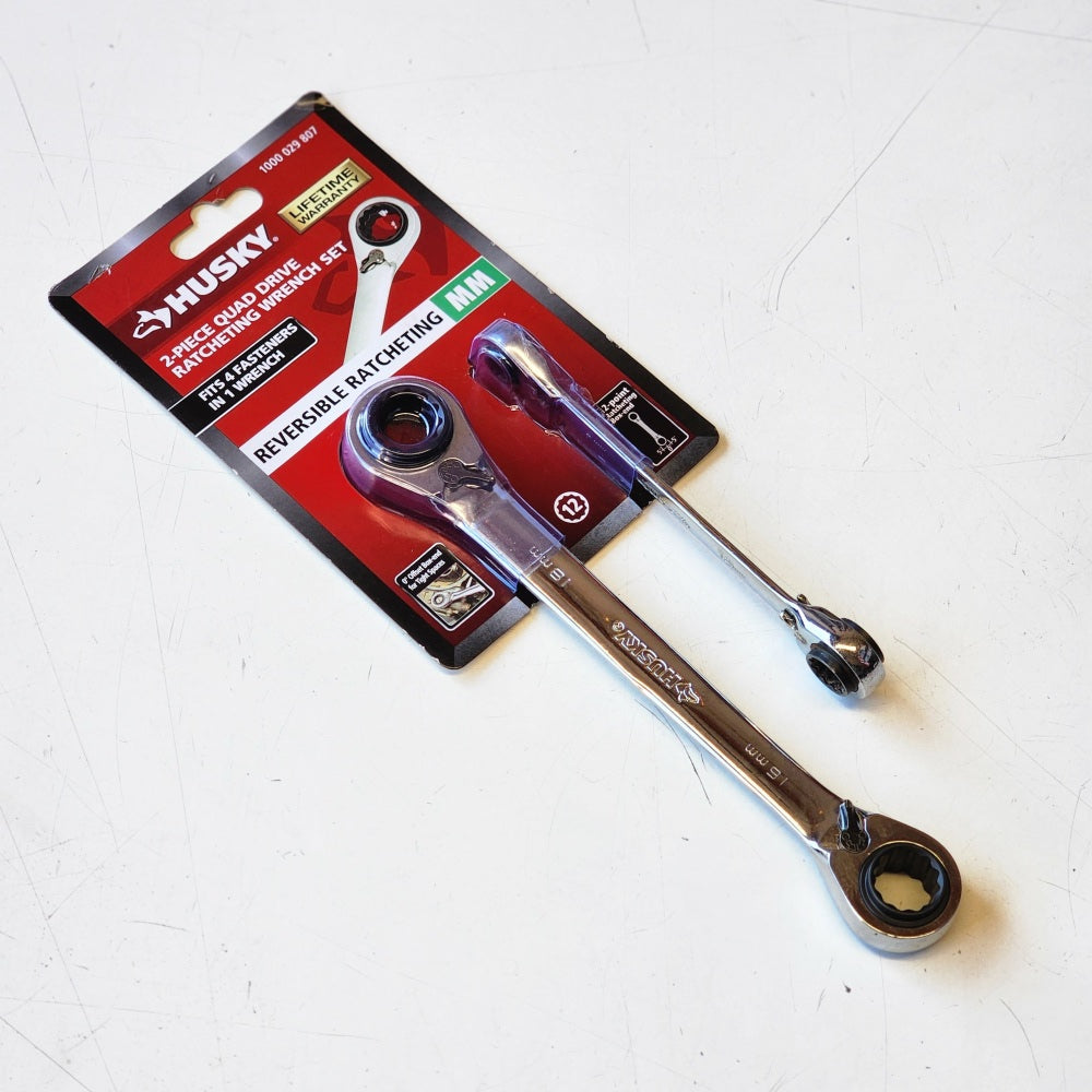 Metric Quad Drive Ratcheting Wrench Set (2-Piece)
