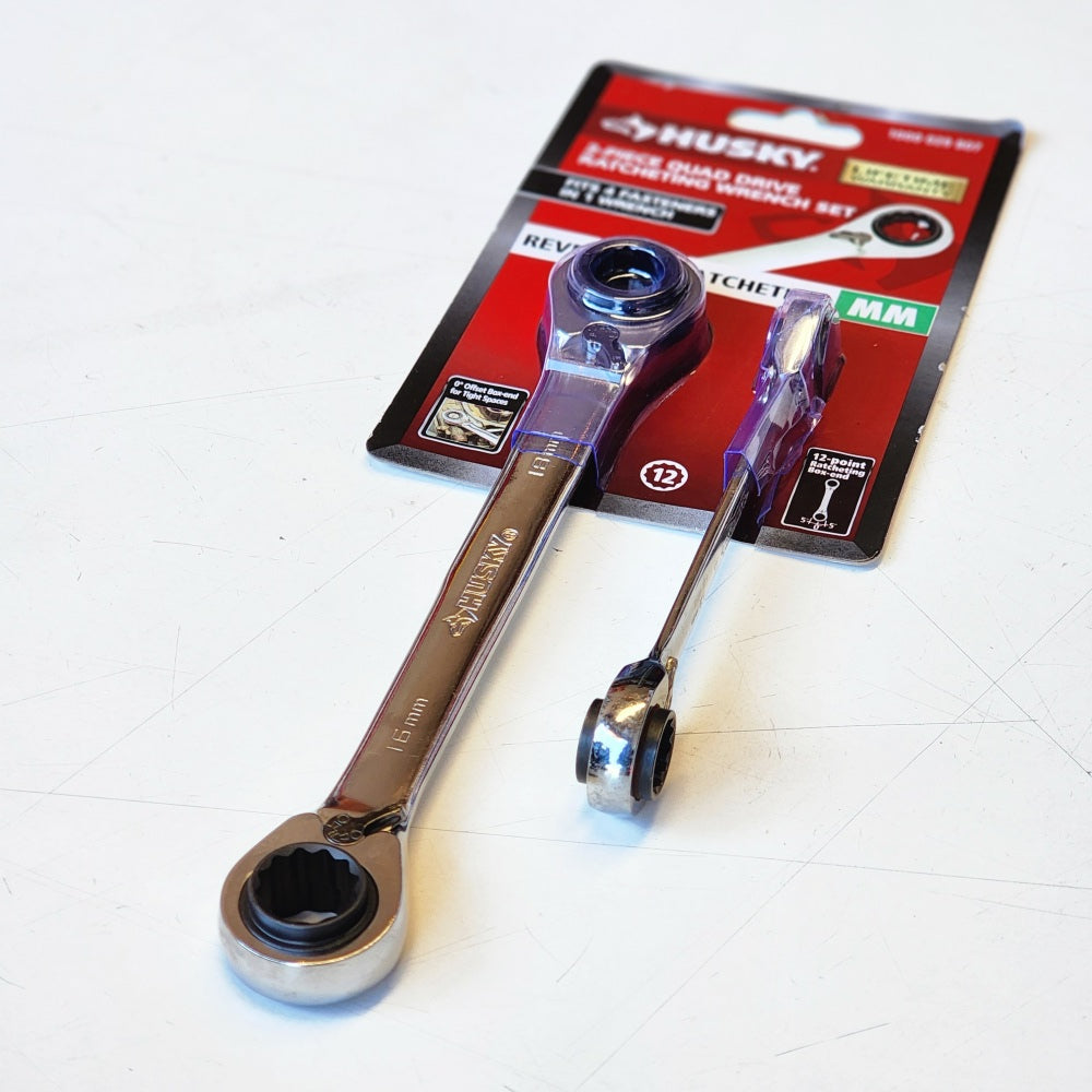 Metric Quad Drive Ratcheting Wrench Set (2-Piece)
