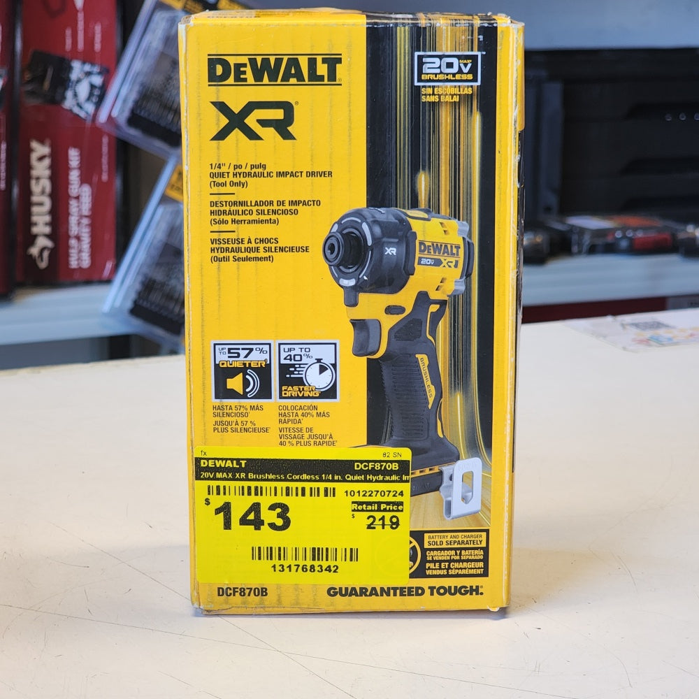 20V MAX XR Brushless Cordless 1/4 in. Quiet Hydraulic impact  Driver