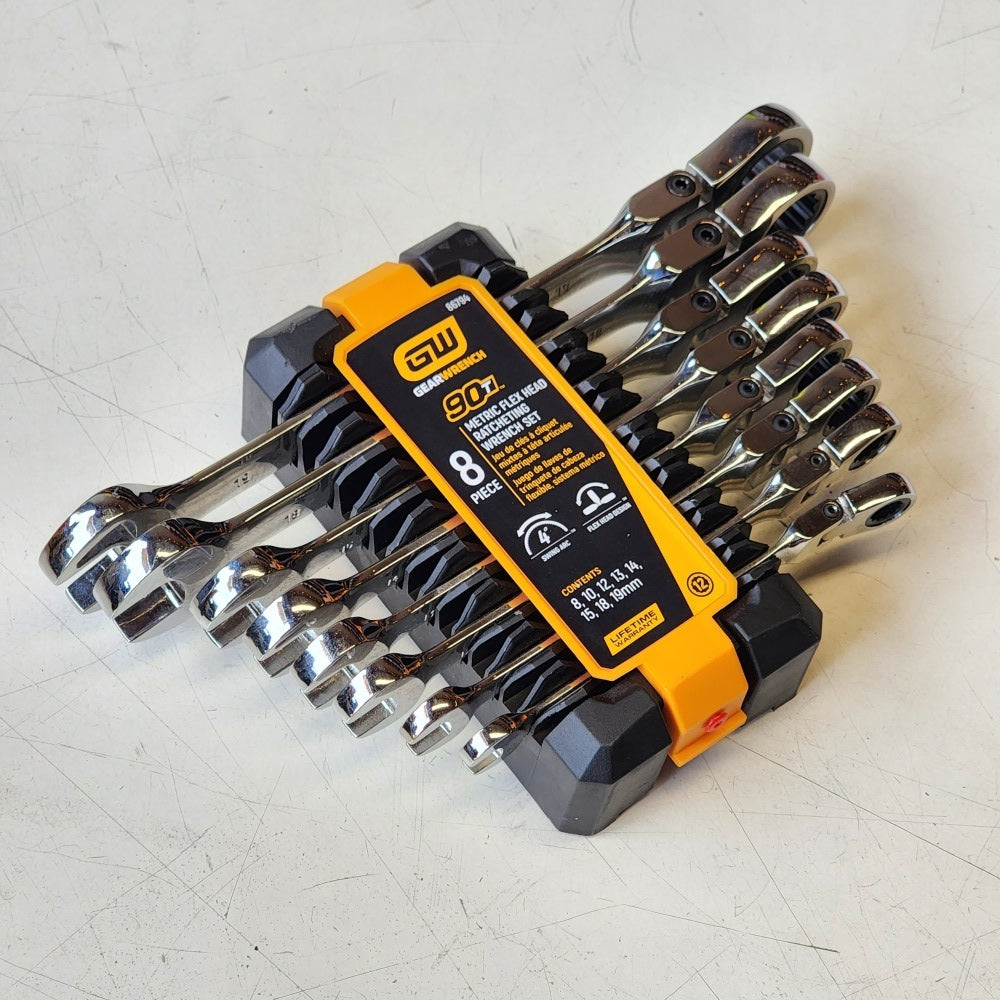 Metric 90-Tooth Flex Head Combination Ratcheting Wrench