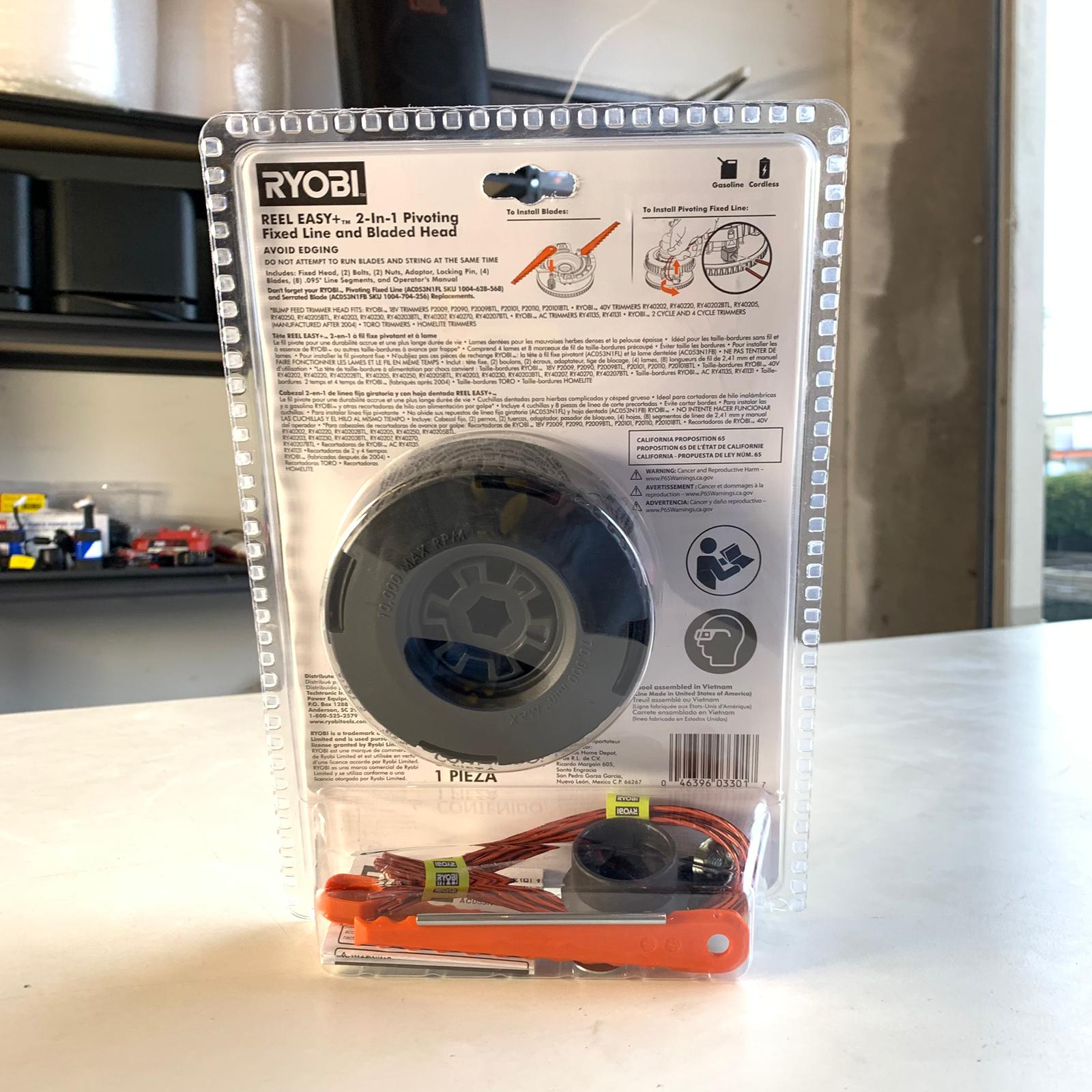 REEL EASY+ 2-in-1 Pivoting Fixed Line and Bladed Head for Bump Feed Trimmers (AC053N1FH)