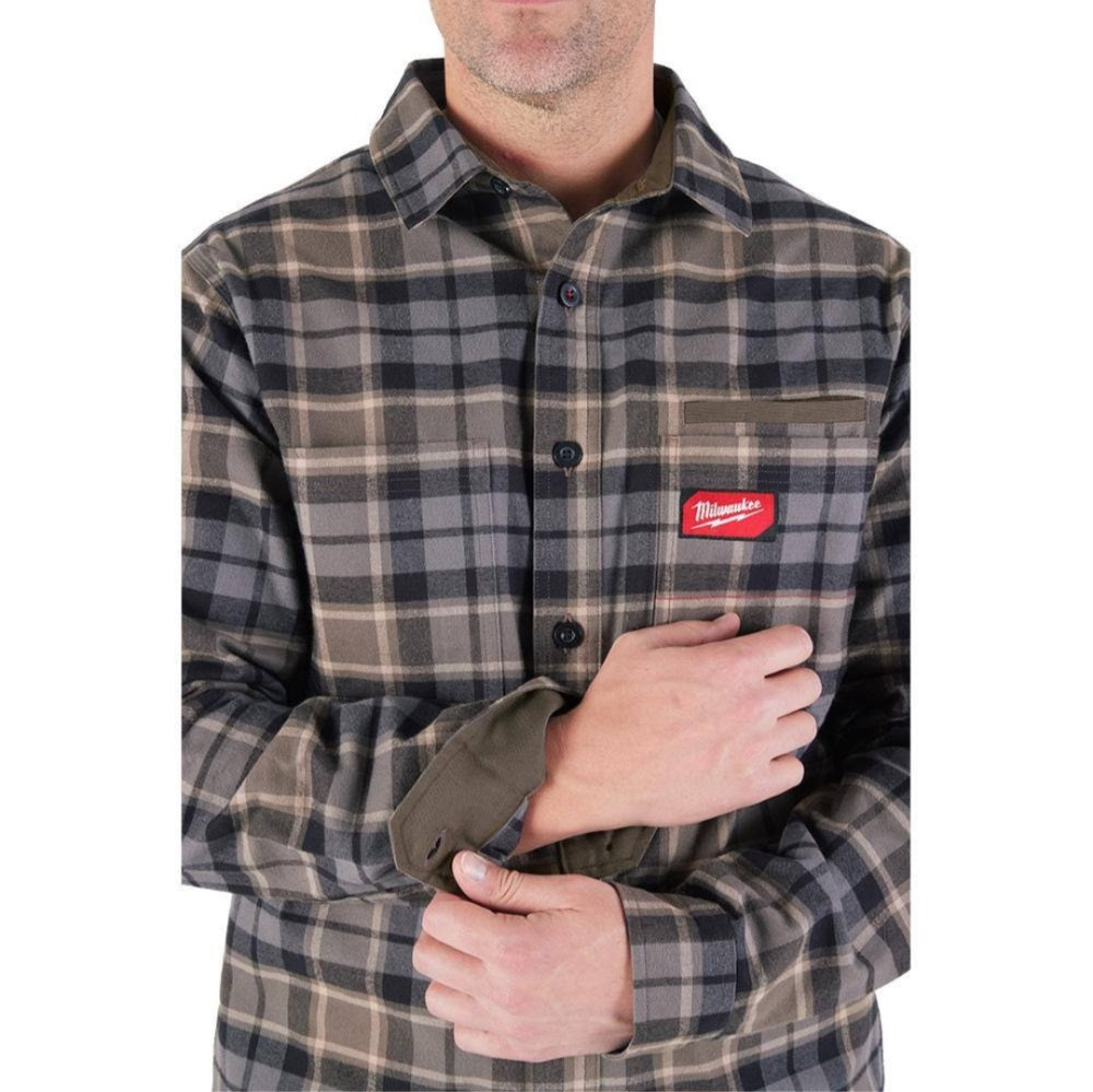 Men's Large Gray GRIDIRON Flannel Shirt (M551G-L)