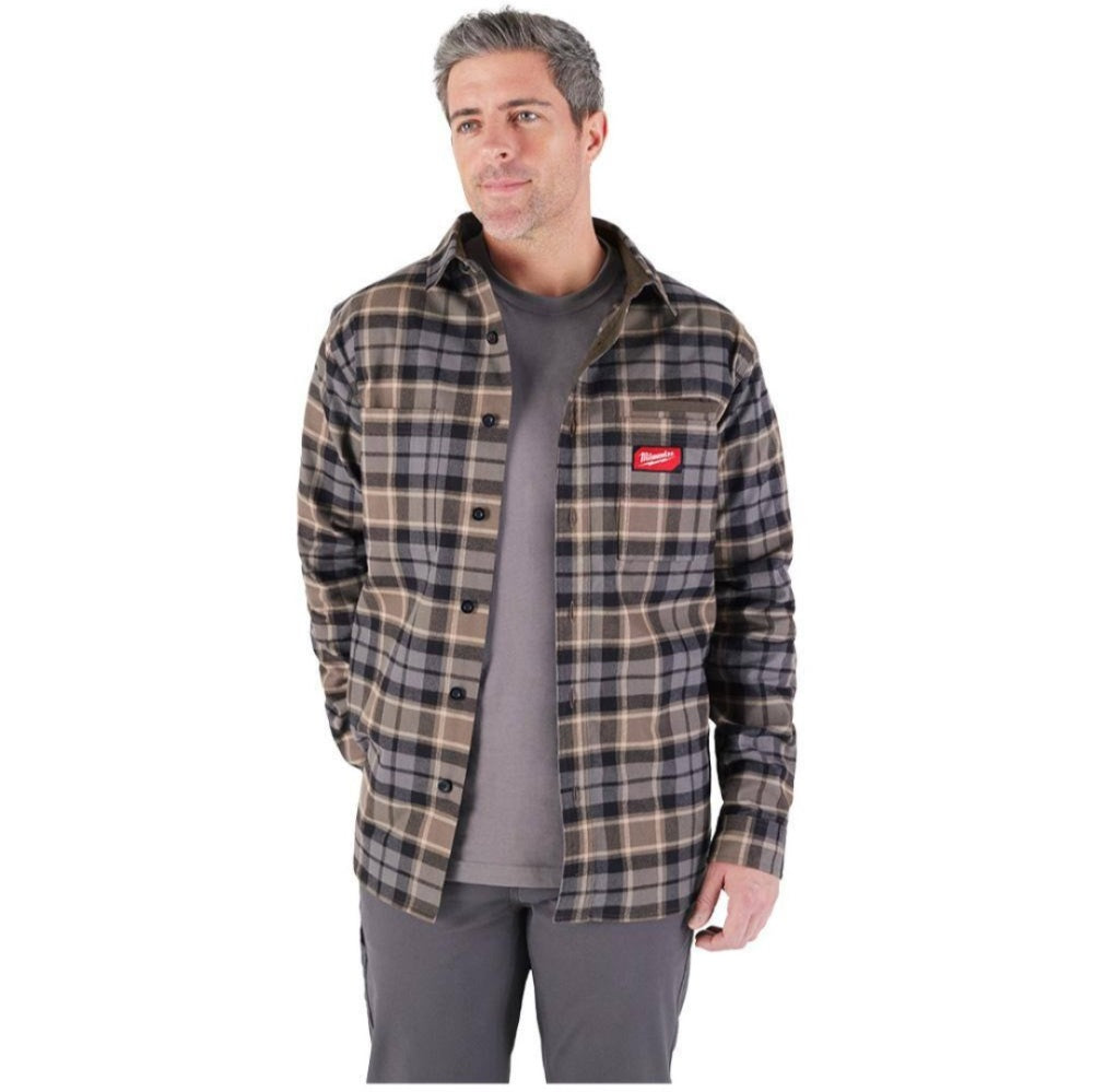 Men's Large Gray GRIDIRON Flannel Shirt (M551G-L)