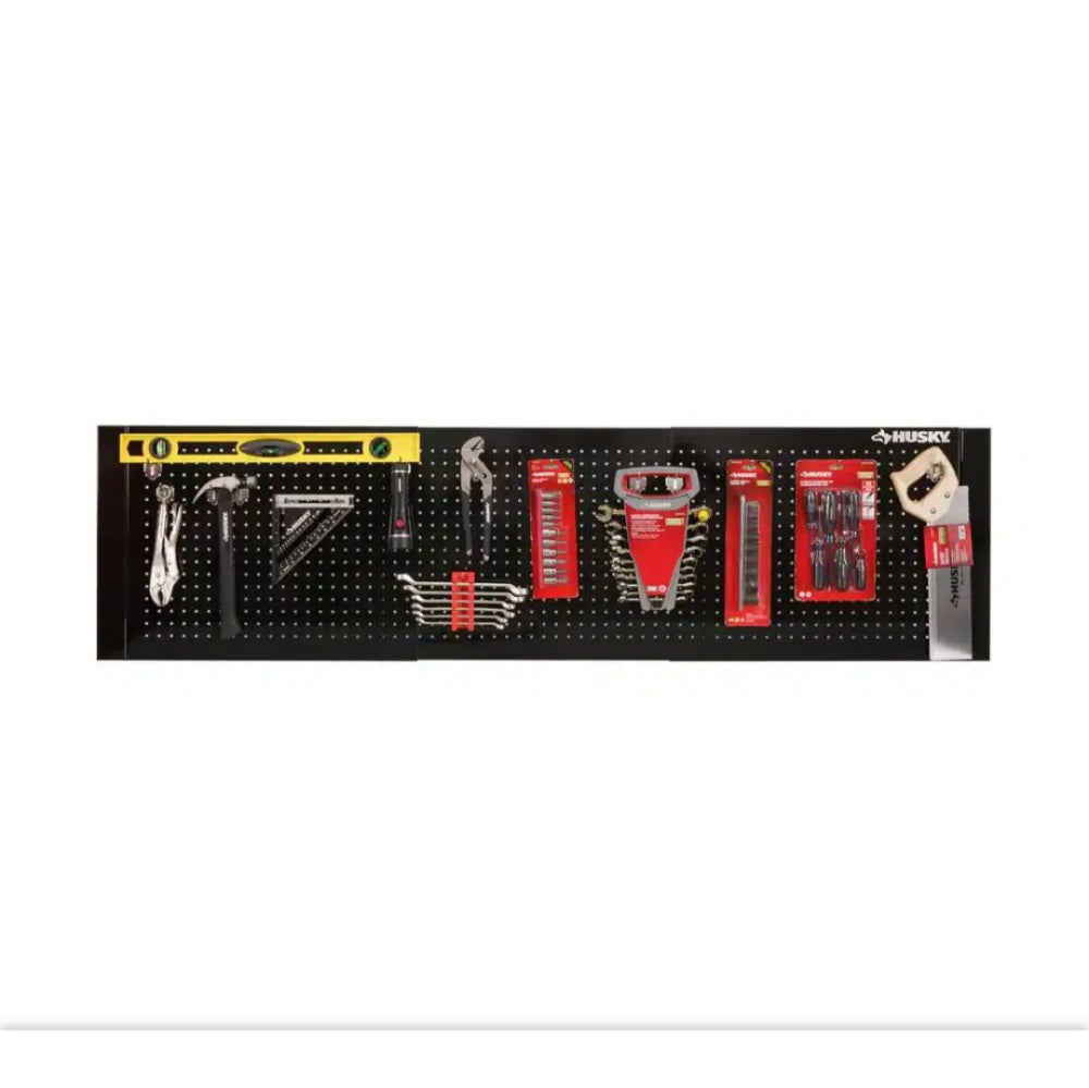 52in. W to 72 in. W Glass Black Adjustable Pegboard