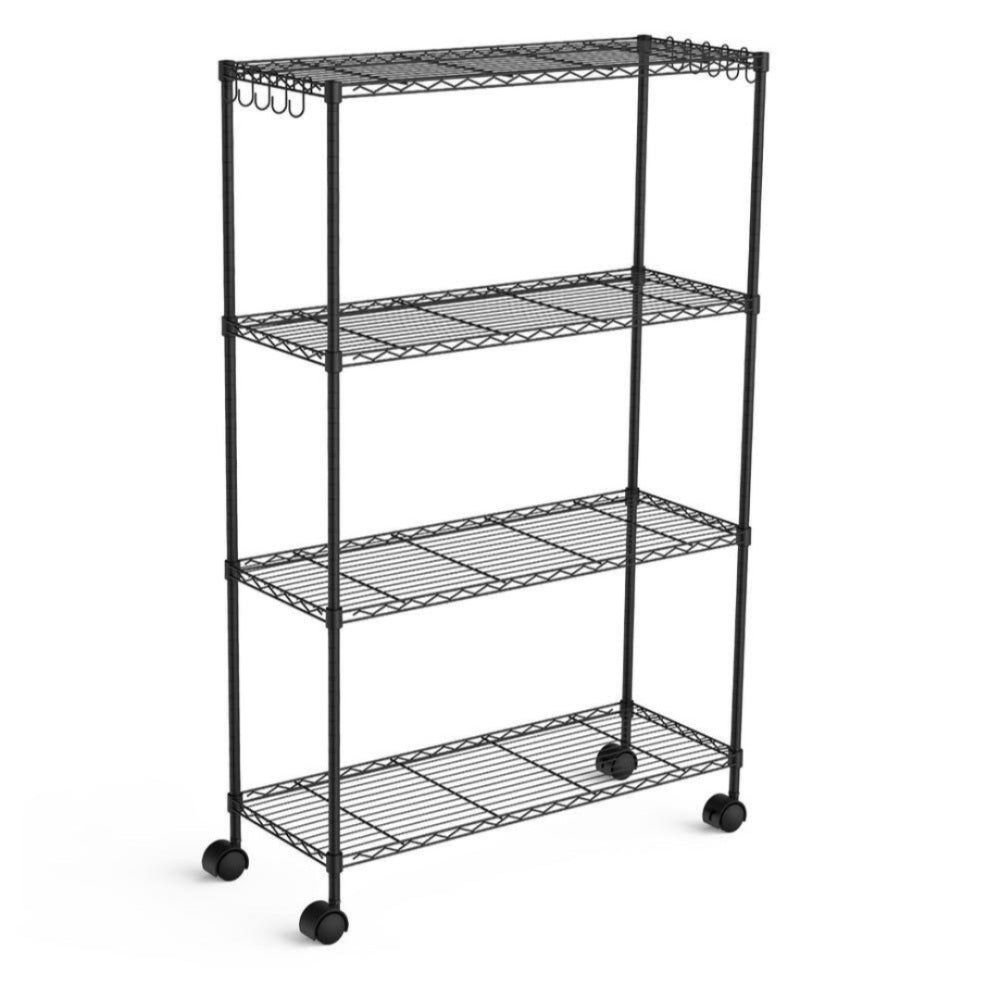4-Tiers Steel Adjustable Garage Storage Shelving Unit in Black
