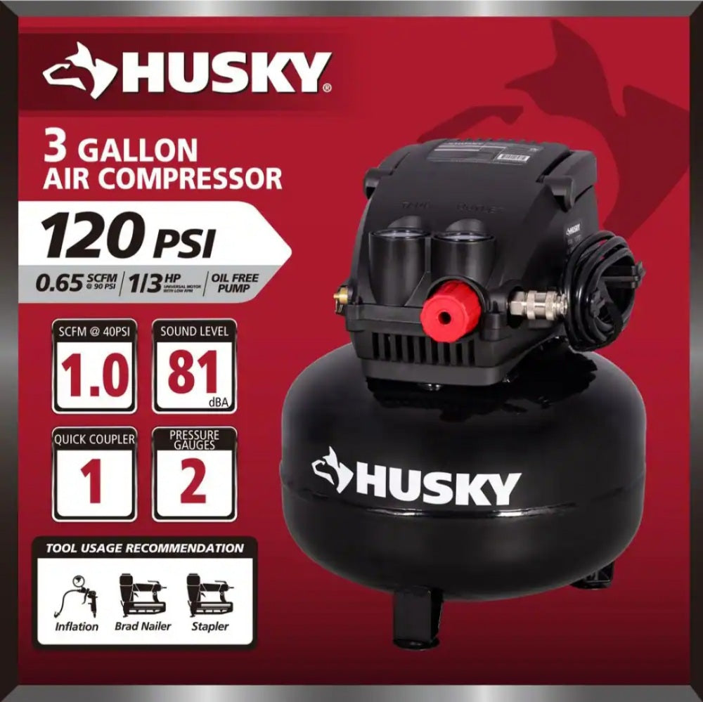 3 Gal. 120PSI Portable Electric Pancake Air Compressor