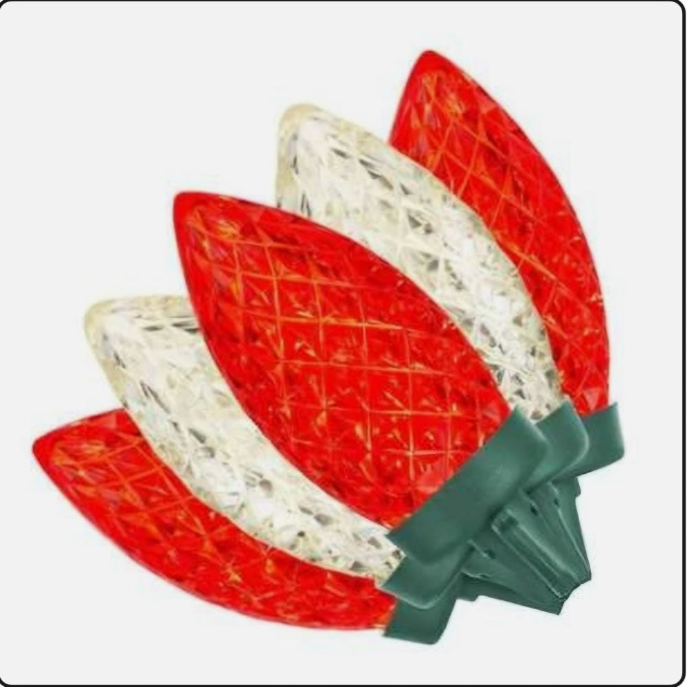 24-Red / Warm White C9 Faceted lights