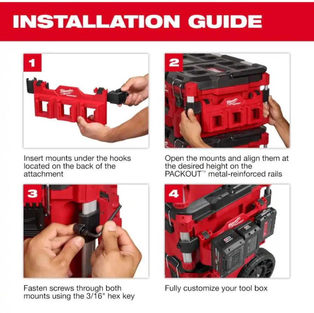Packout M18 Battery Tool Box Rack Attachments