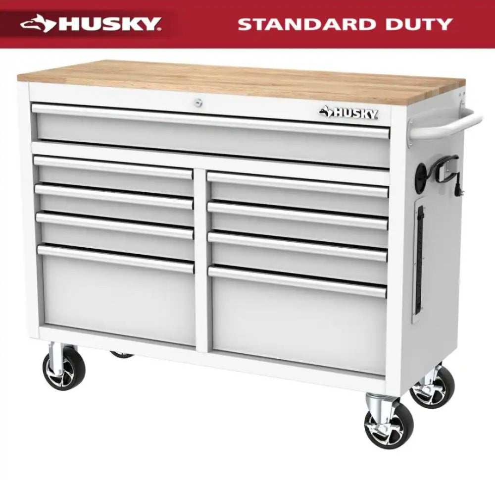 Tool Storage 46in W x 18in. D 9-Drawer Gloss White