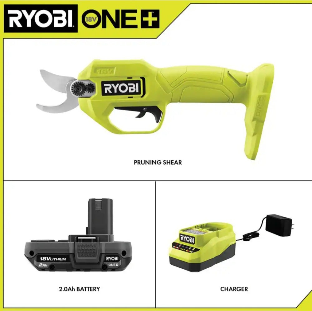 One + 18V Cordless Pruner With 2.0 Ah Battery and Charger