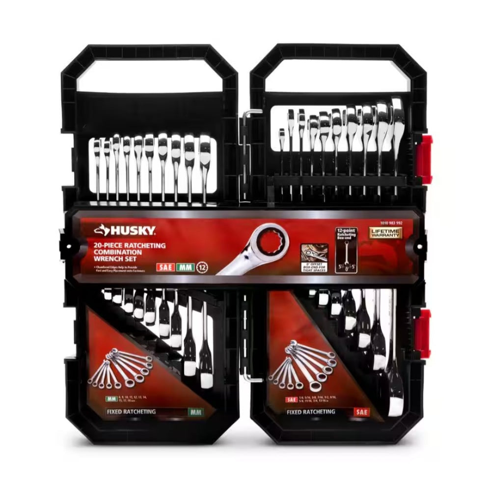 72-Tooth Ratcheting SAE/MM Combination Wrench Set (20-Piece)
