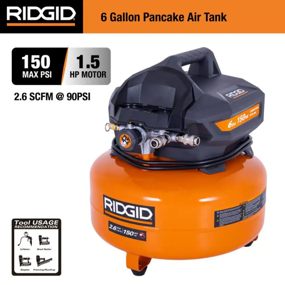 6 GAL. 150 PSI Portable Electric Pancake Air Compressor