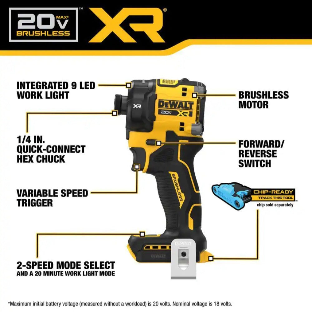 20V MAX XR Brushless Cordless 1/4 in. Quiet Hydraulic impact  Driver