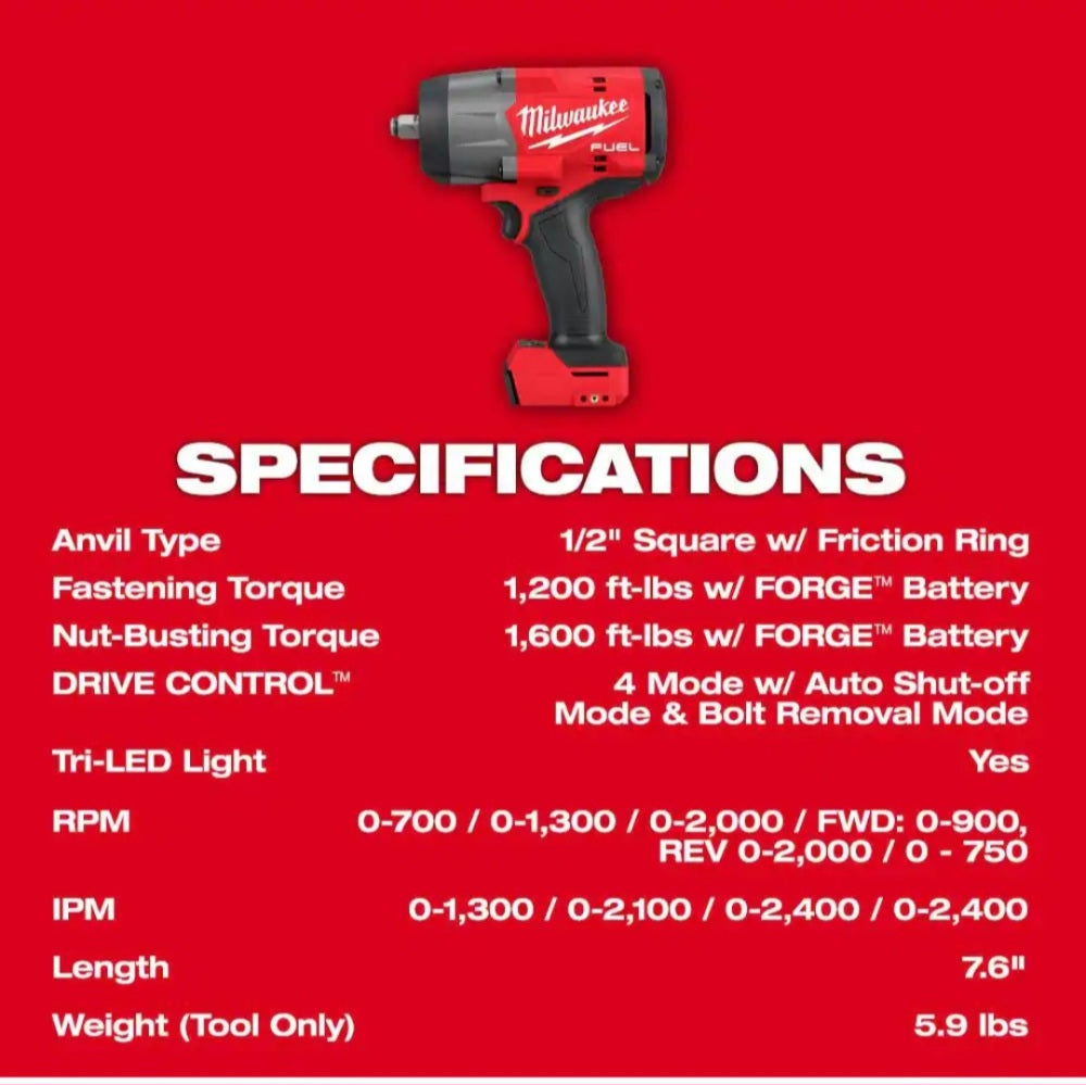 M18 Fuel 18V Lithium-ion Brushless Cordless 1/2 in.