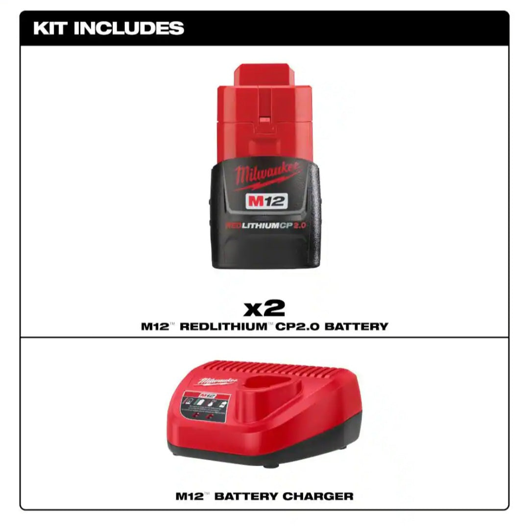 M12 12V Lithium-ion Compact 2.0 Ah Battery Pack (2-Pack)