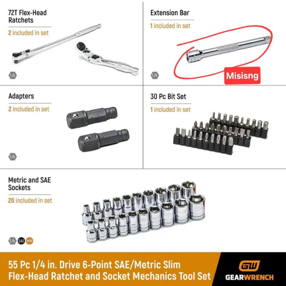 1/4 in. Drive 6-Point SAE/Metric Slim Flex-Head Ratchet