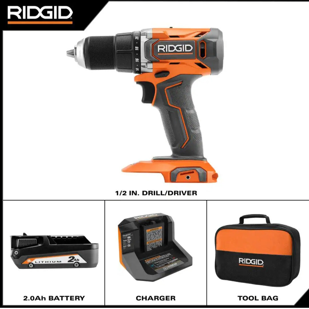 18V Cordless 1/2 in. Drill/Driver Kit With 2.0 Ah Batter