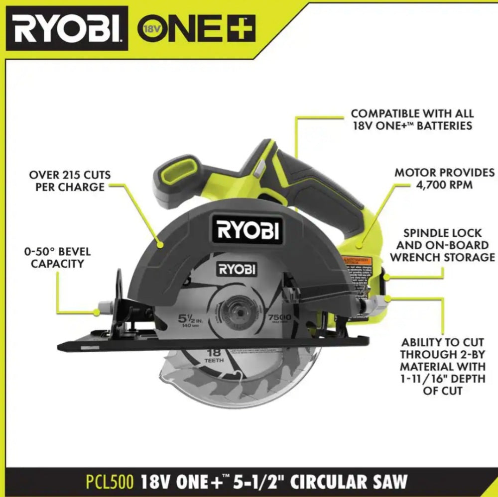 ONE + 18V Cordless 5-1/2 in. Circular Saw (tool Only)