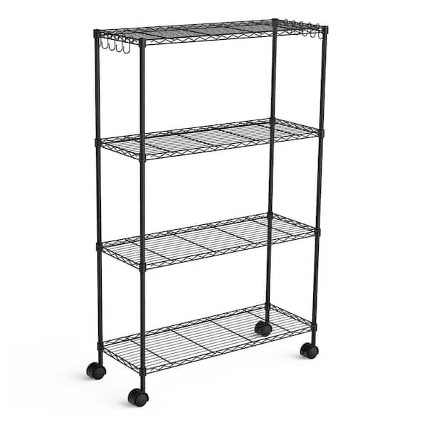 4-Tiers Steel Adjustable Garage Storage Shelving Unit in Black