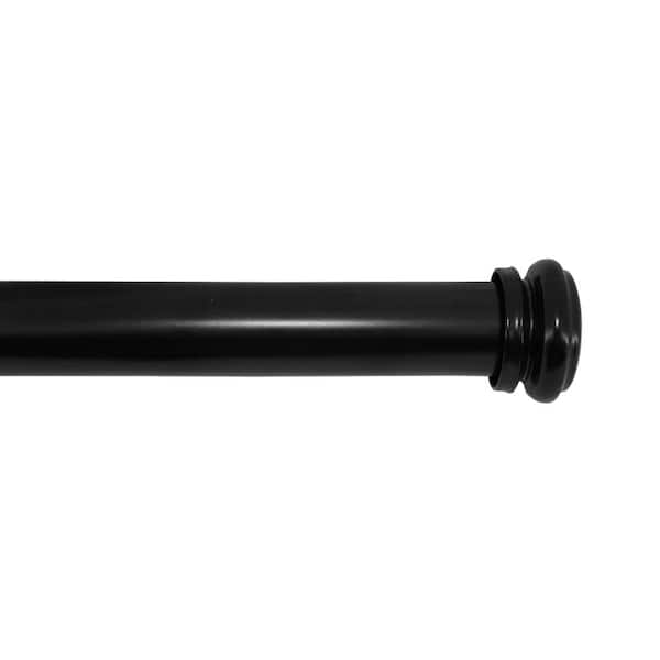36 in. - 72 in. End Cap Telescoping 1 in. Single Curtain Rod in Matte Black (AMB72FOHJ07)